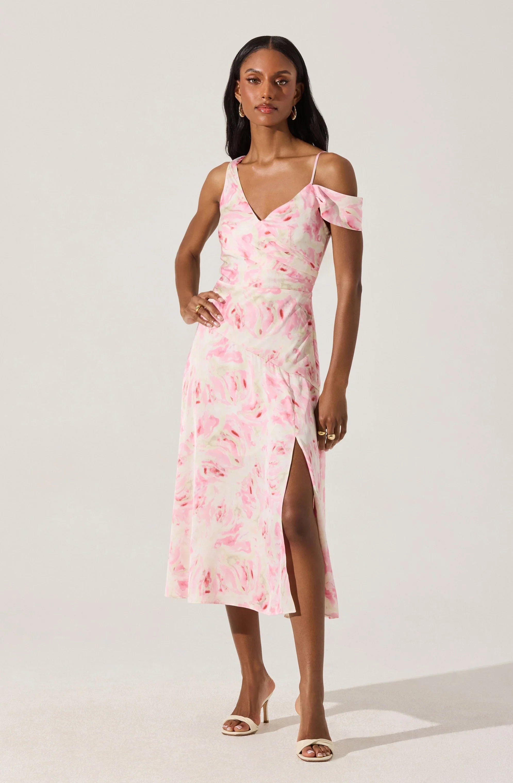 Lbruh Asymmetric Shoulder Strap Midi Dress