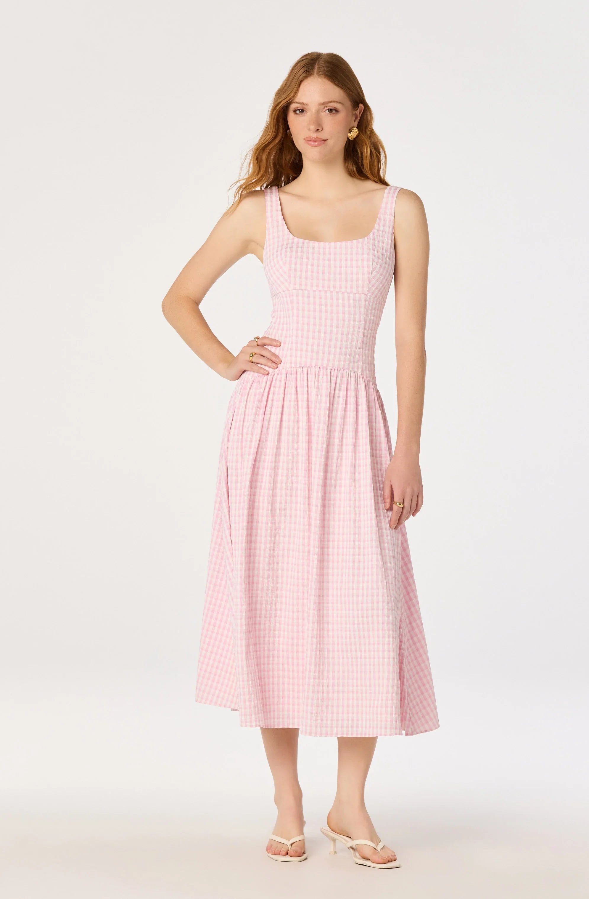 Lbruh Cara Gingham Sleeveless Midi Dress