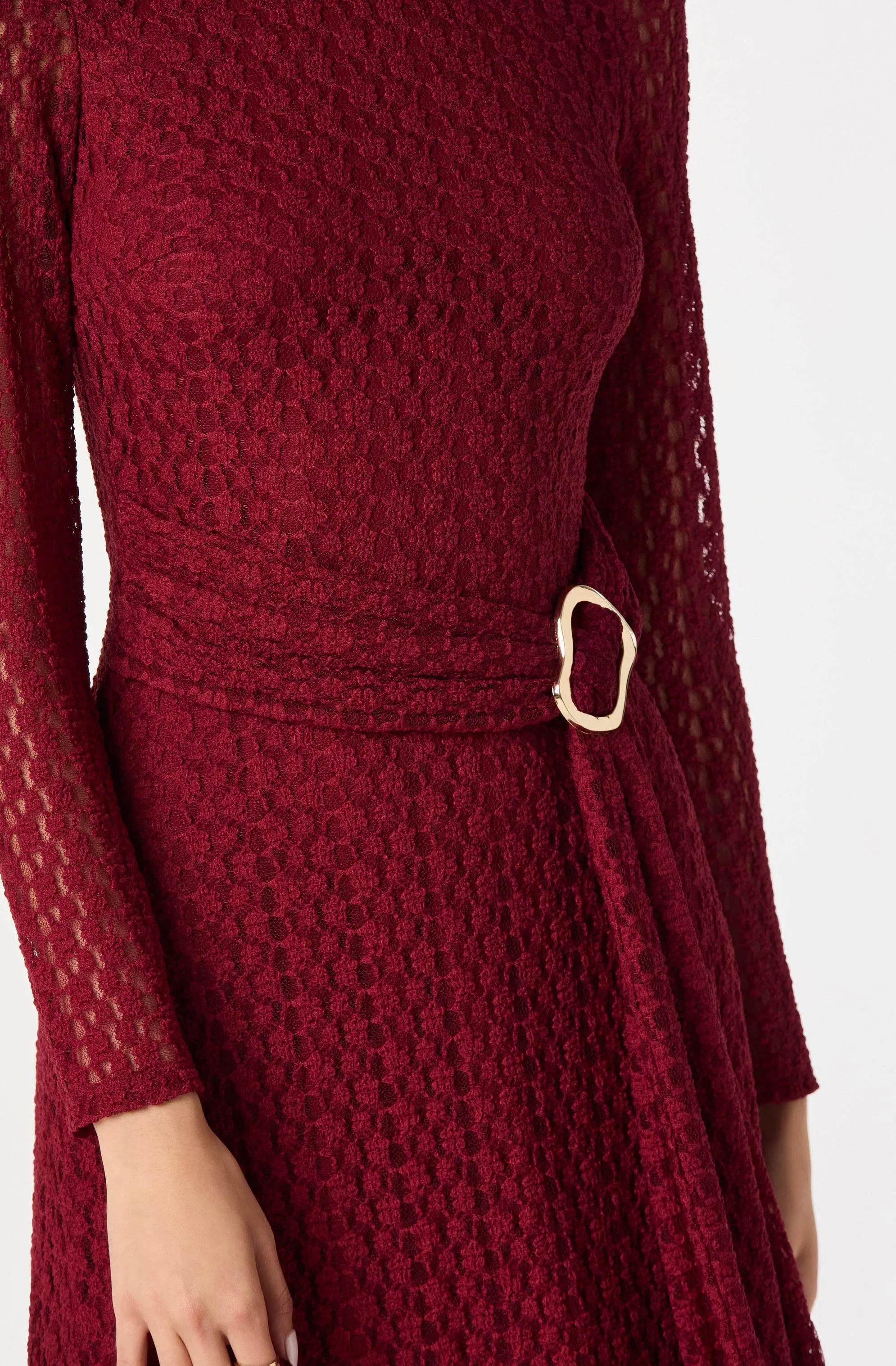 Lbruh Belted Lace Midi Dress