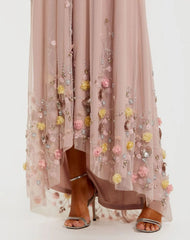 Pink One Shoulder Embellished Trapeze Gown