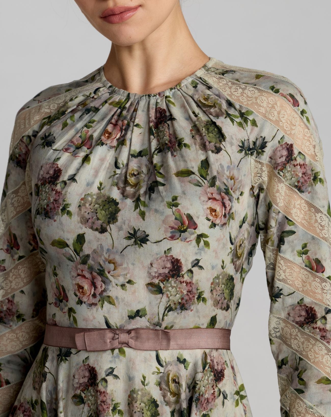 Multicolor Floral Long Sleeve Cotton Mini Dress