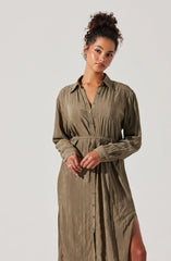 Lbruh Belted Long Sleeve Shirt Dress