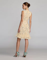 Yellow Sleeveless Sequin Embellished Dress