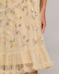 Yellow Sleeveless Sequin Embellished Dress