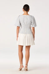 Inixyf Brigitta Striped Puff Sleeve Mini Dress