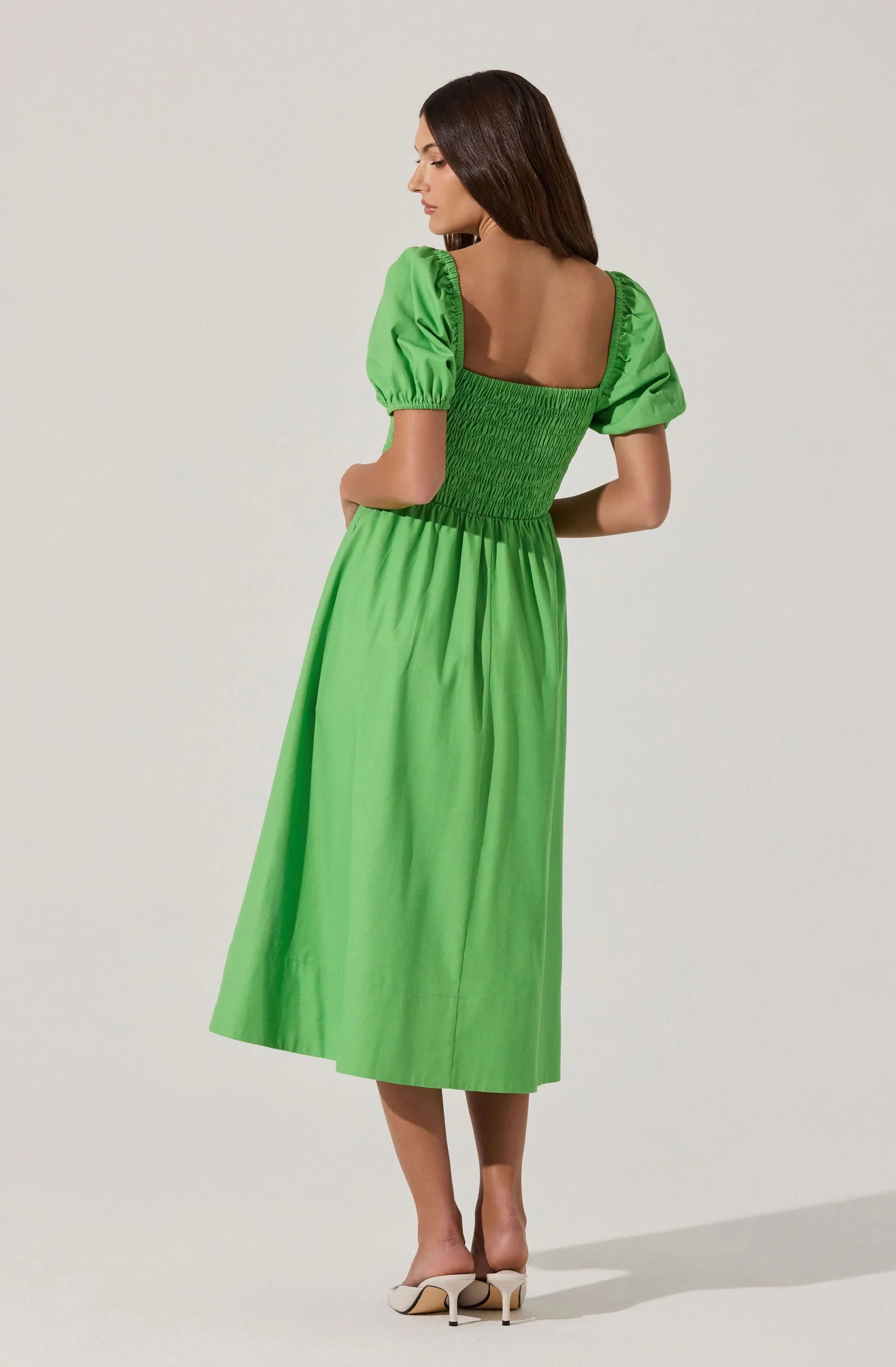 Lbruh Smocked Bow Midi Dress