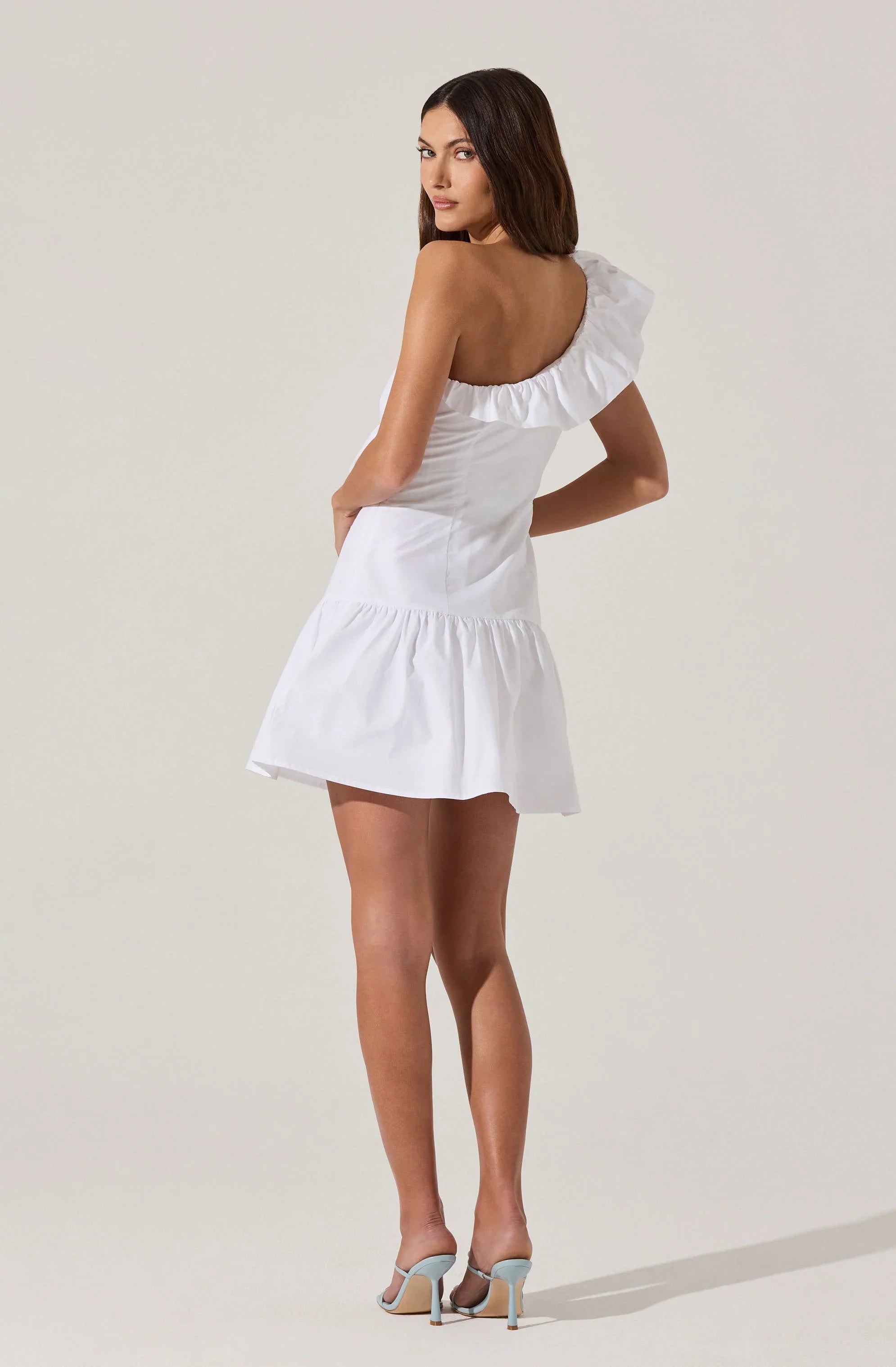 Lbruh One Shoulder Ruffle Mini Dress