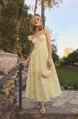 Lbruh Wedelia Eyelet Bustier Floral Midi Dress