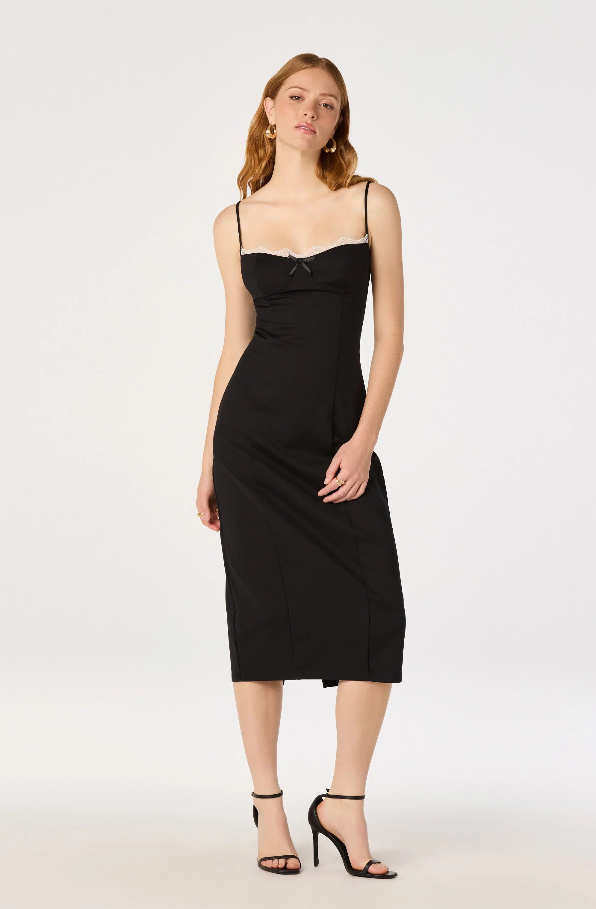 Lbruh Bea Lace Trim Bustier Midi Dress