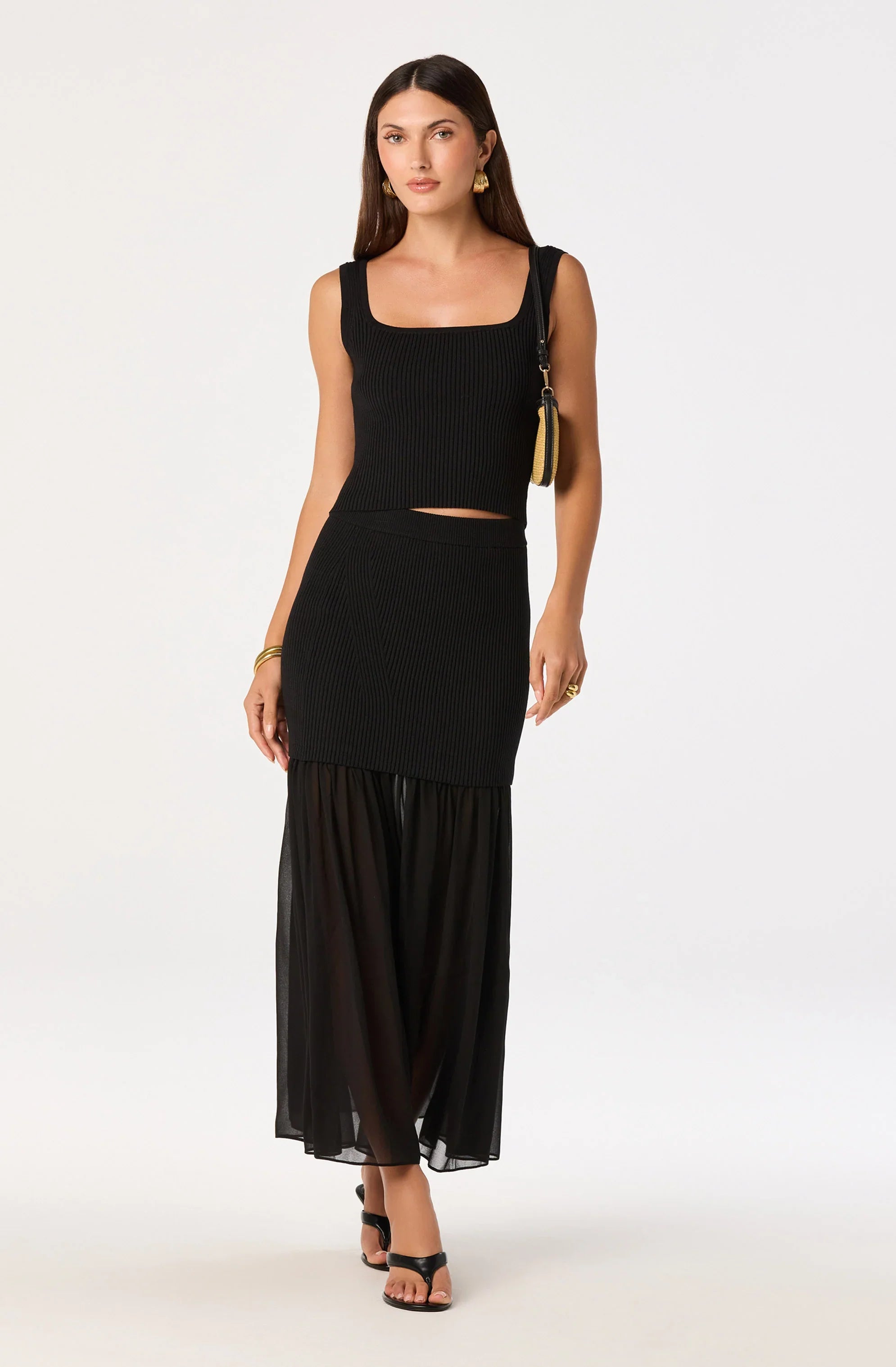 Inixyf Halie Mixed Media Maxi Skirt