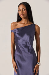 Lbruh Elain Satin Off Shoulder Midi Dress