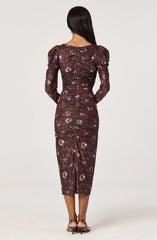 Lbruh Ruched Mesh Midi Dress