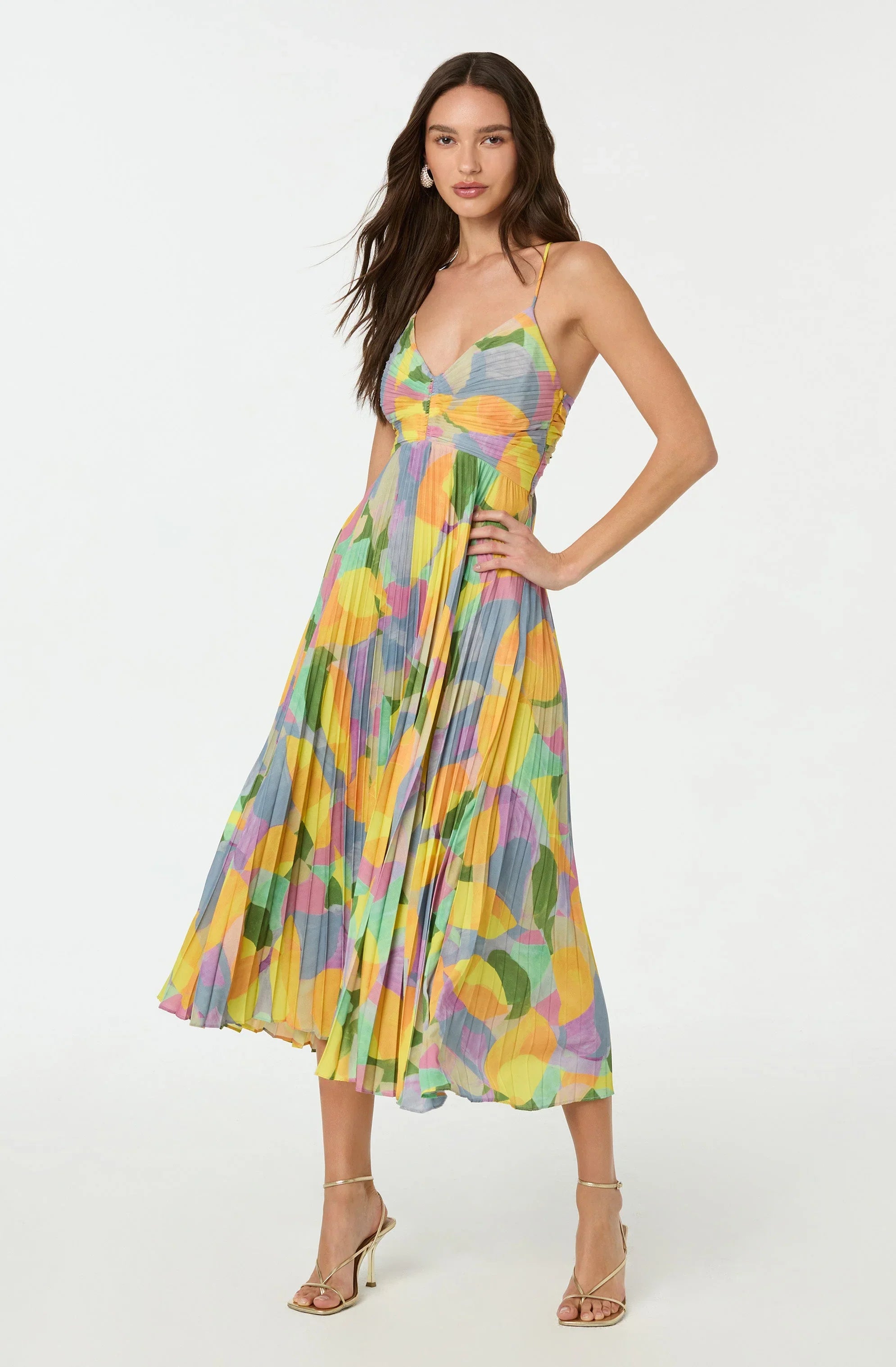Inixyf Blythe Floral Plisse Midi Dress