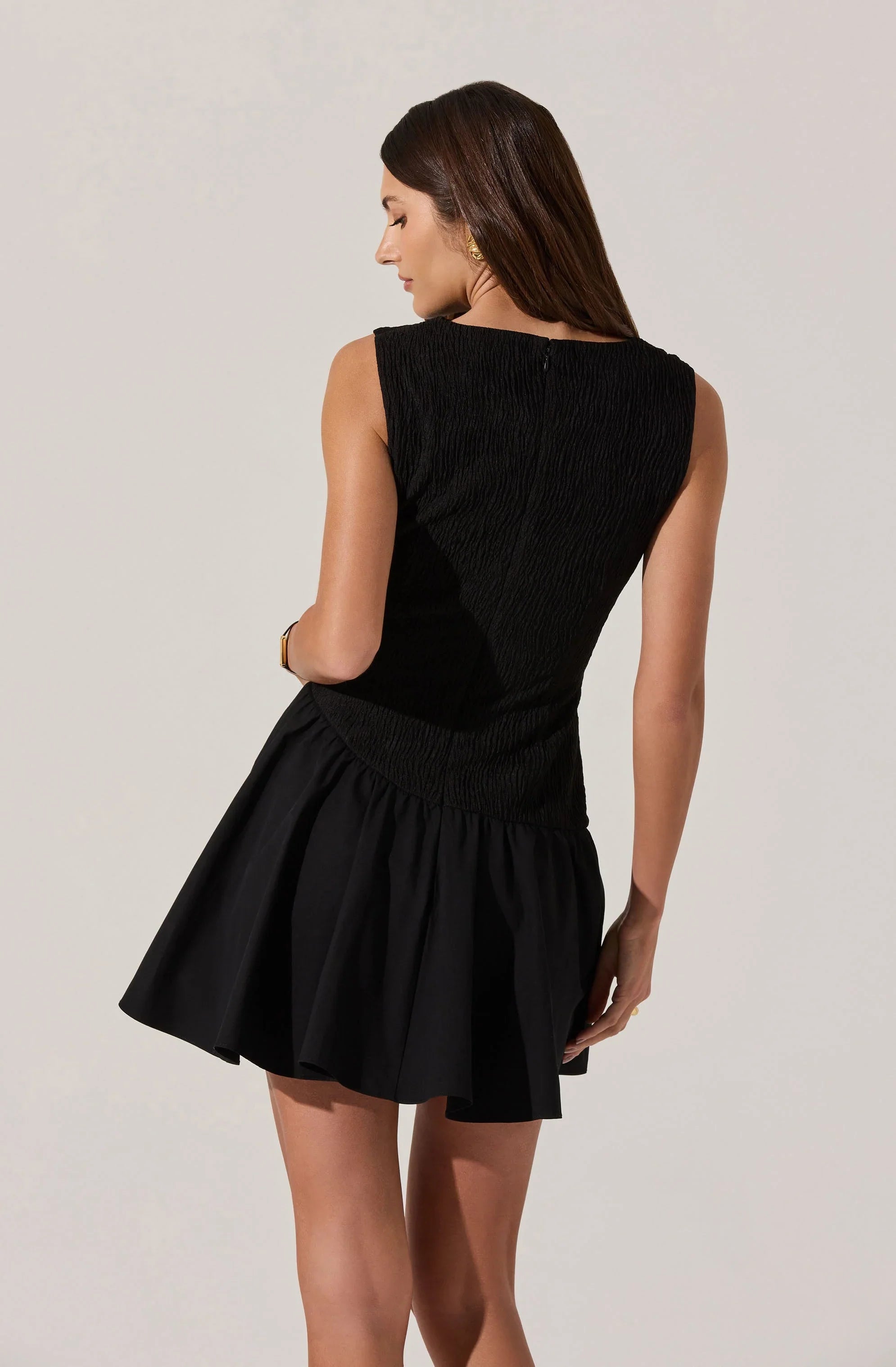 Lbruh Cowl Neck Mixed Media Mini Dress