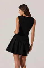 Lbruh Cowl Neck Mixed Media Mini Dress