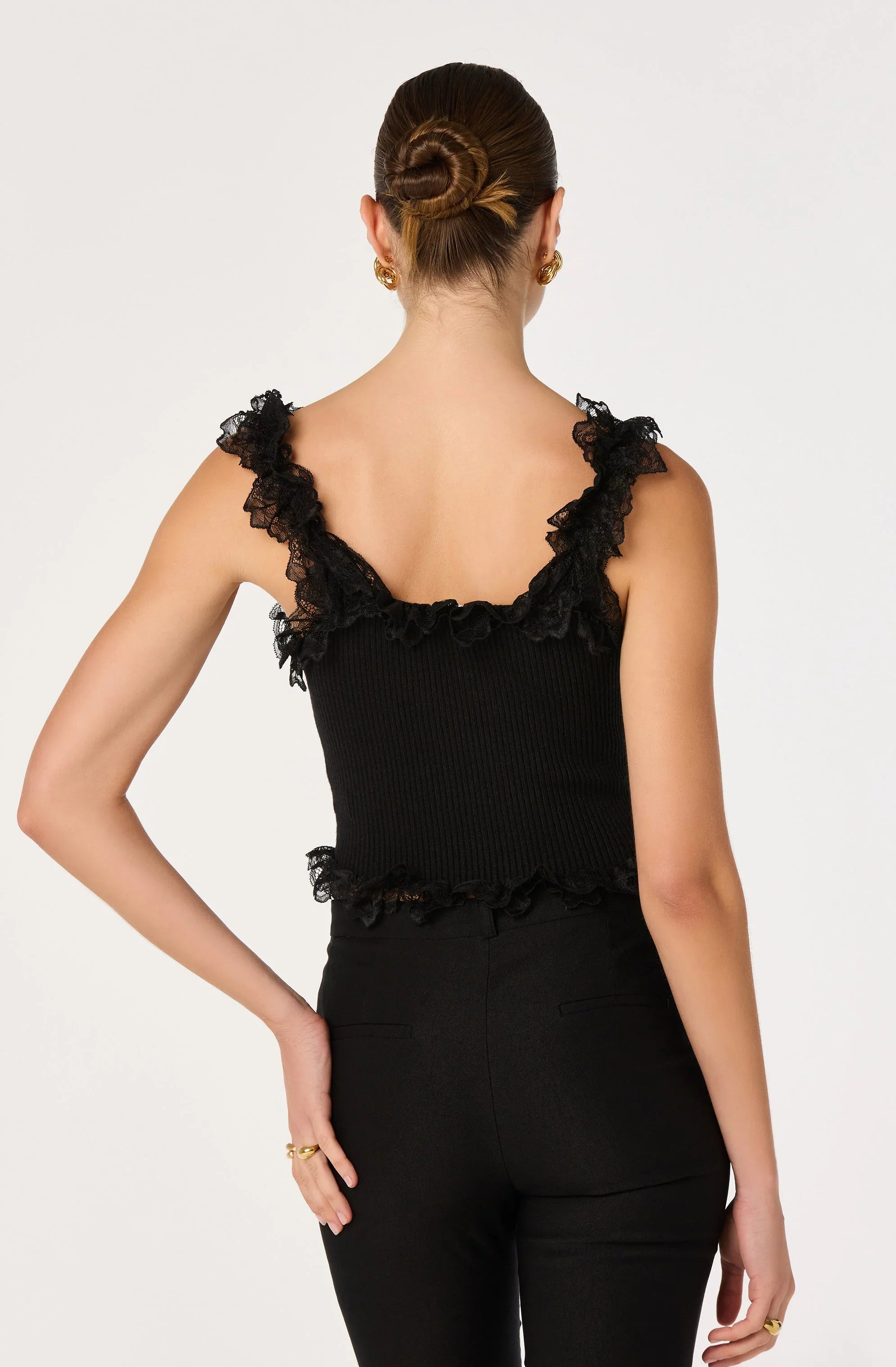 Inixyf Amity Lace Trim Ribbed Crop Top