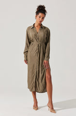 Lbruh Belted Long Sleeve Shirt Dress