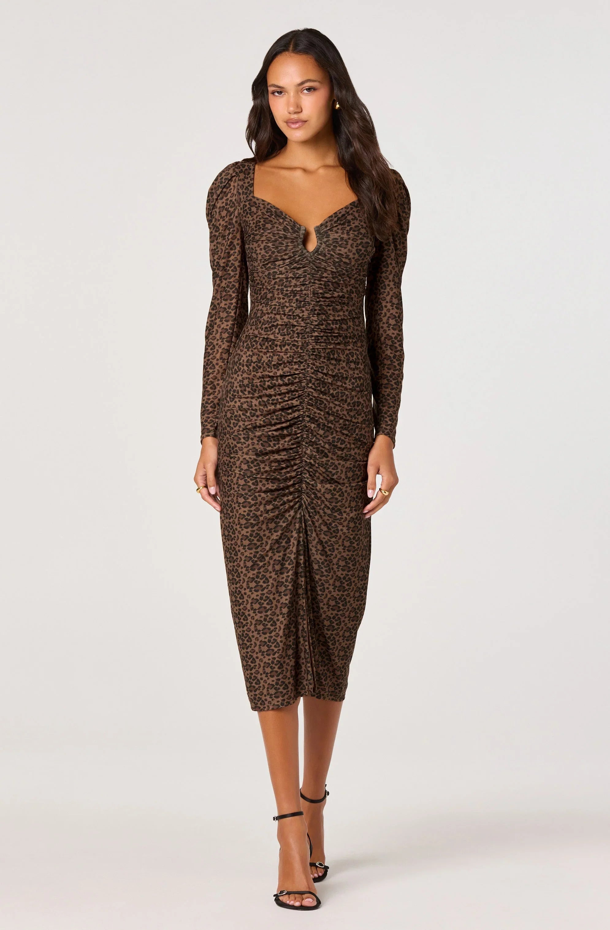 Lbruh Ruched Mesh Midi Dress