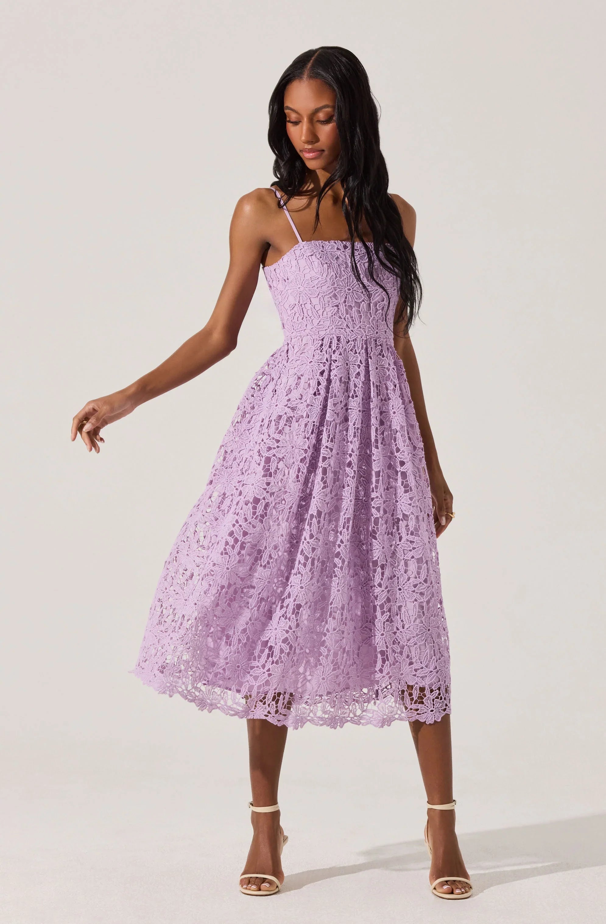 Lbruh Floral Lace Midi Dress