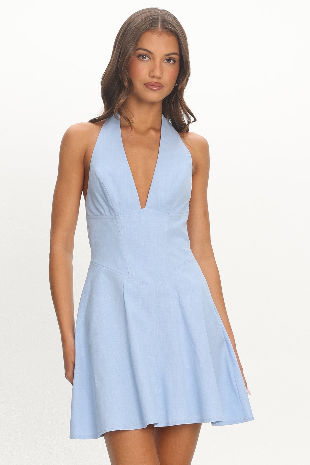 Arwen Halter Mini Dress Baby Blue Main image