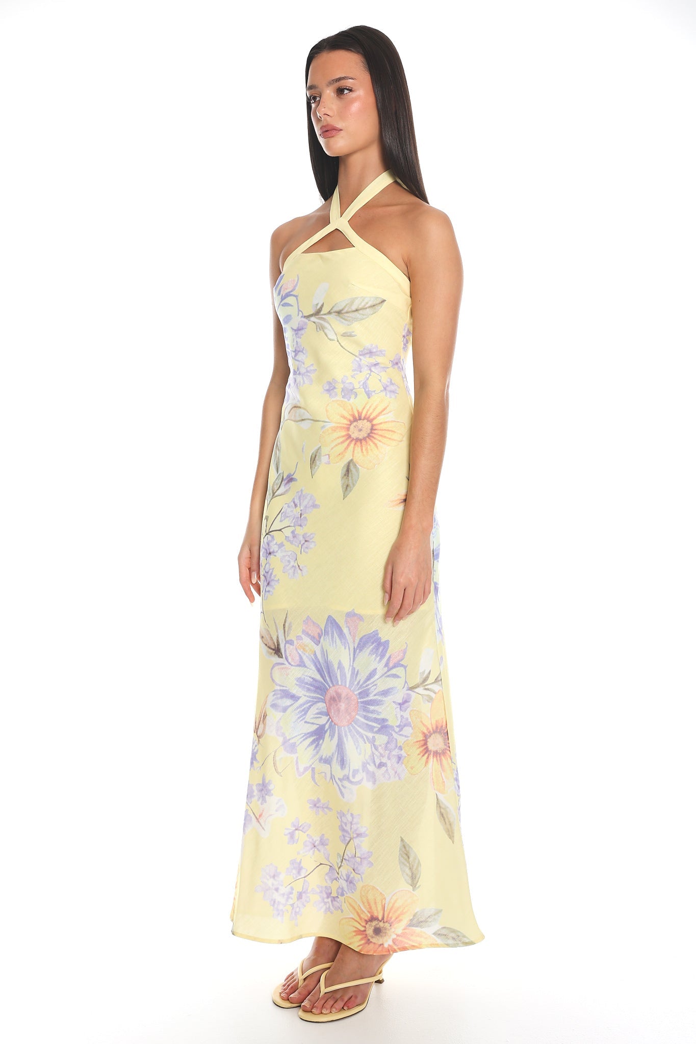 Aulia Floral Halter Maxi Dress Baby Yellow Secondary image