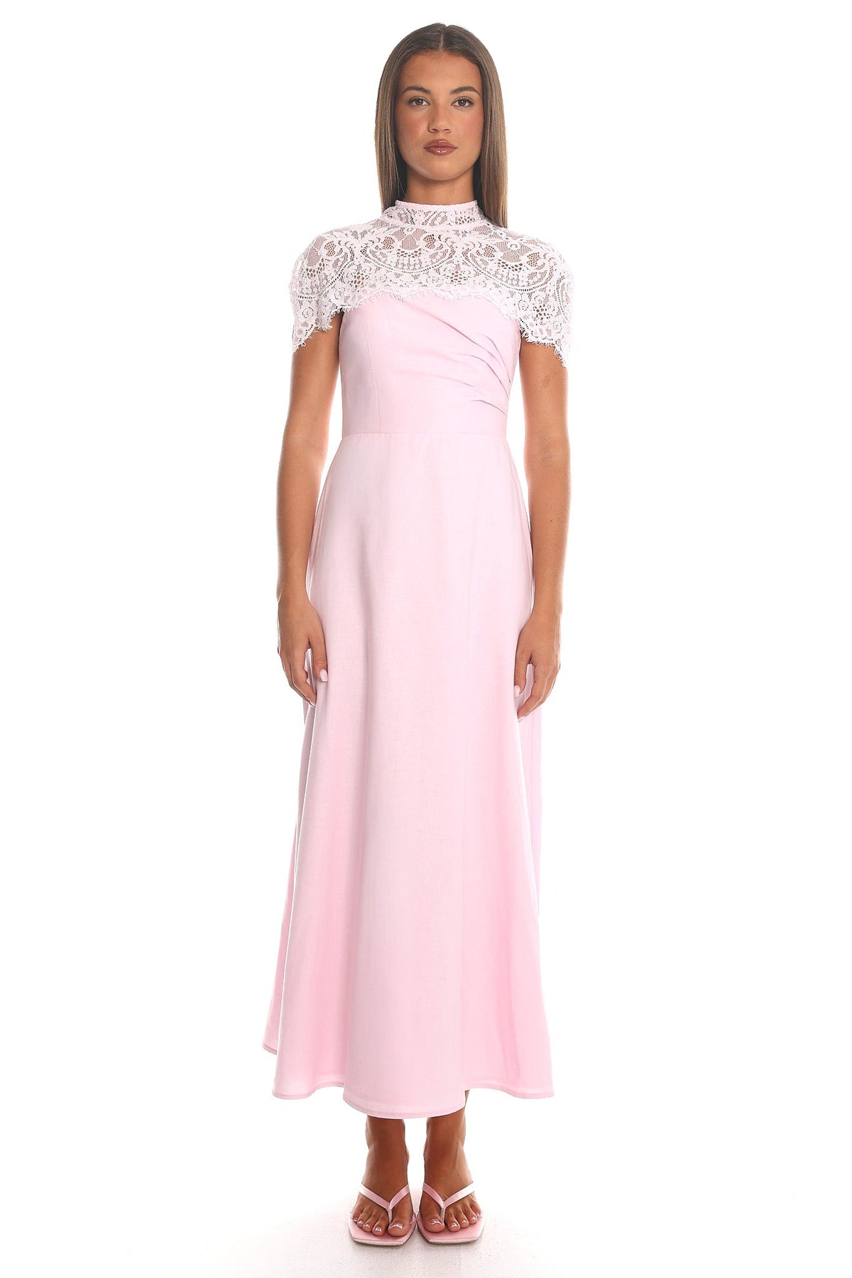 Tattooed Heart Cap Sleeve Midi Dress Pink Main image