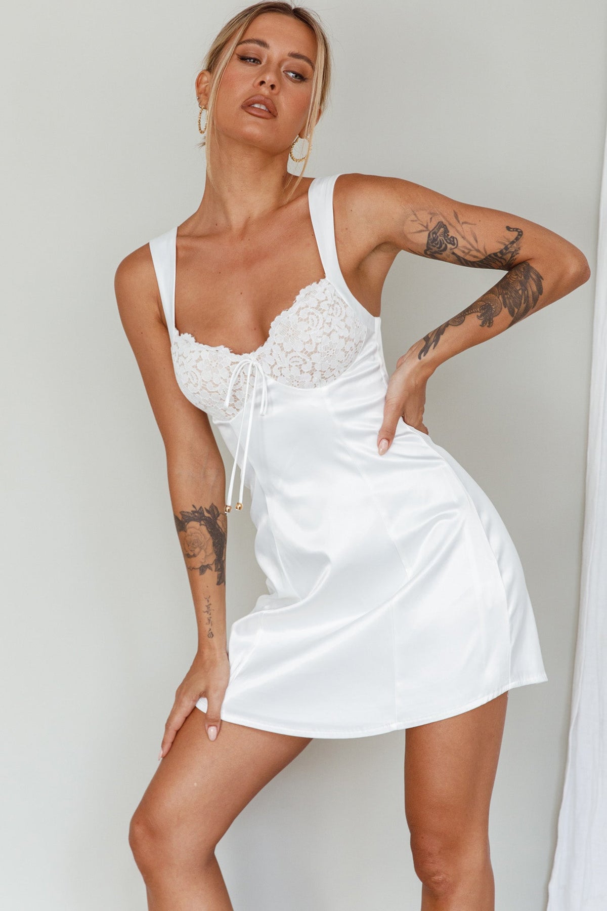 Ti Amo Lace Bust Mini Dress White Main image