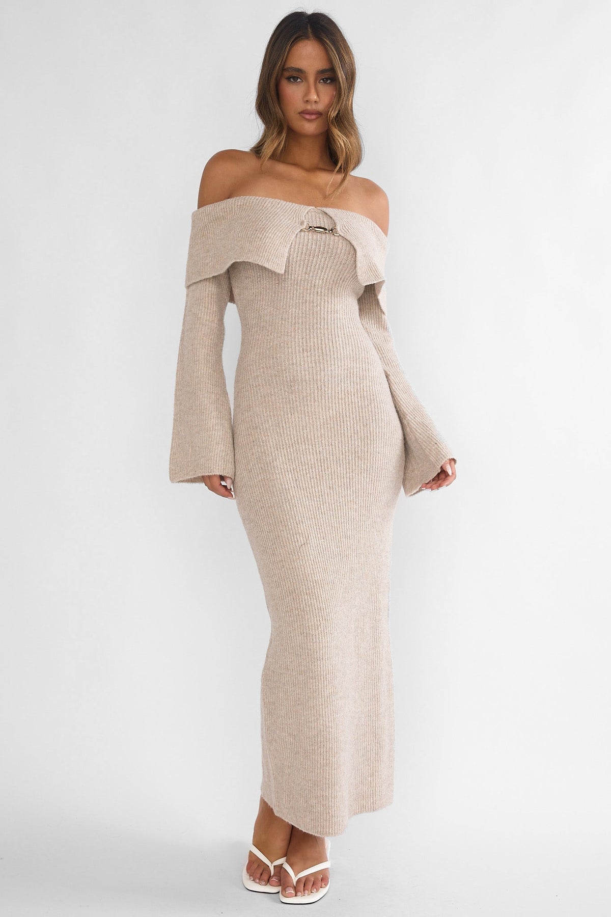 Arwyn Foldover Off-Shoulder Knit Maxi Dress Quinoa Main image