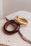 Cynthia Metal Resin Bangles Gold/Chocolate