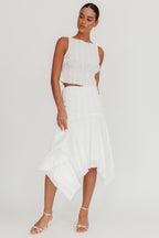Paper Hearts Square Hem Midi Skirt White