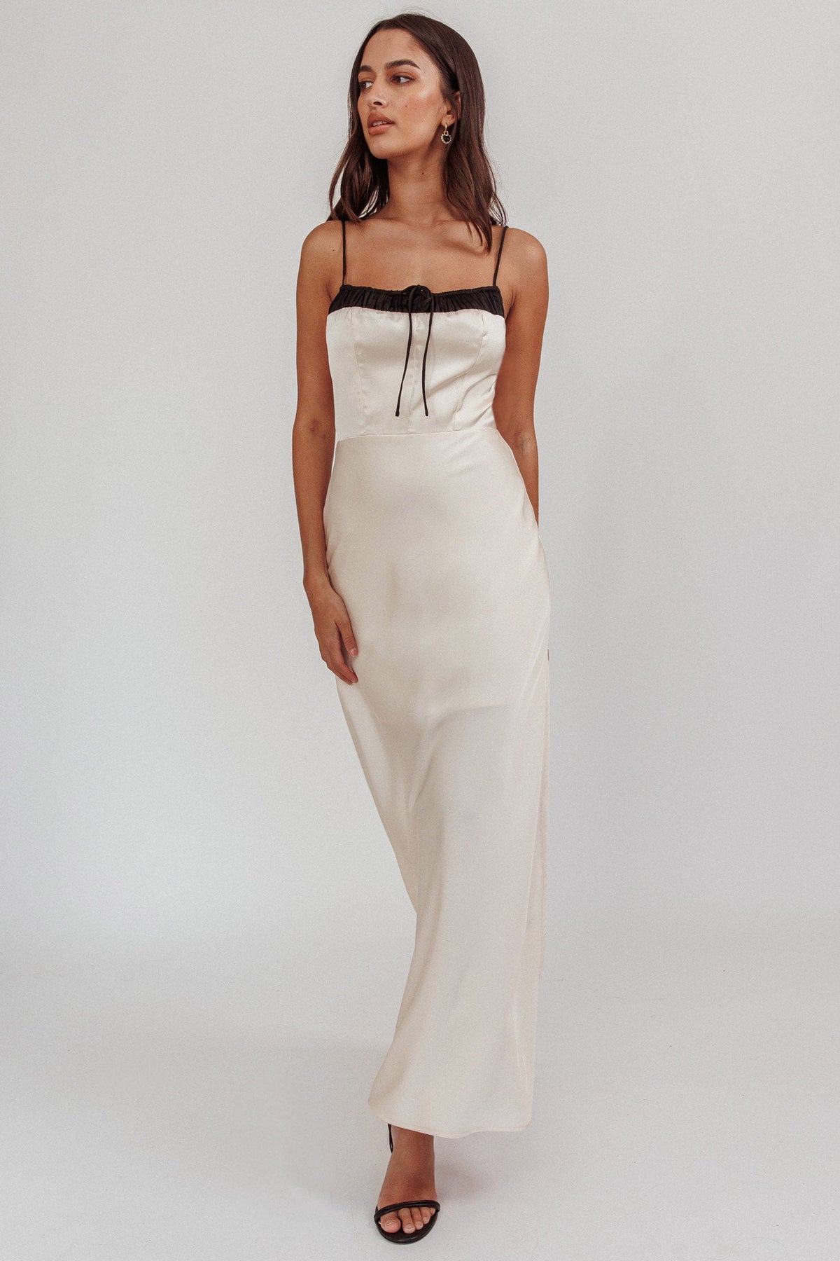 Tomorrow's Love Gathered Bow Neckline Maxi Dress Oyster Main image