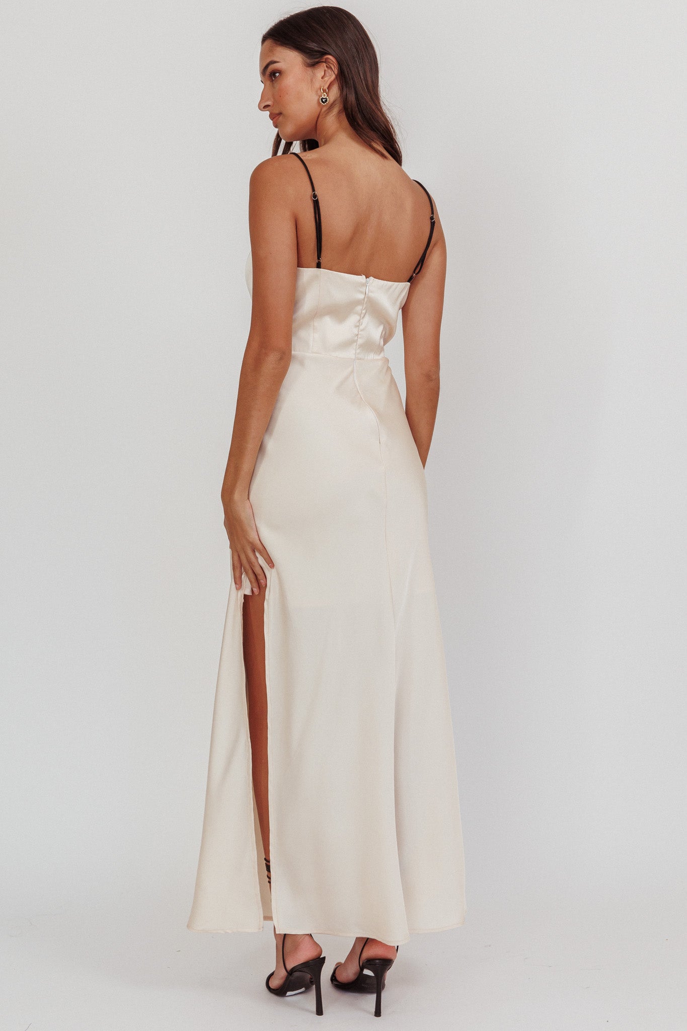Tomorrow's Love Gathered Bow Neckline Maxi Dress Oyster Secondary image