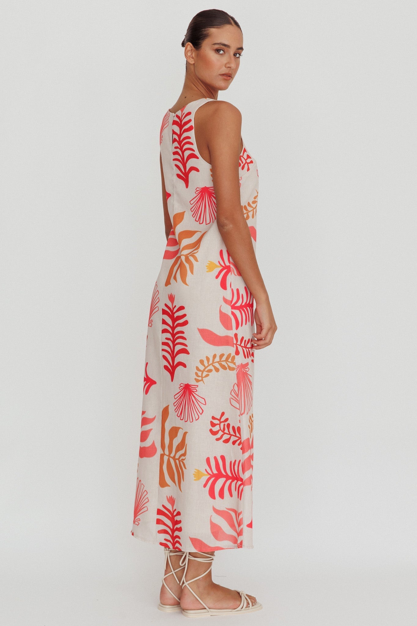 Thetis Leaf And Shell Maxi Slip Dress Pink Secondary image