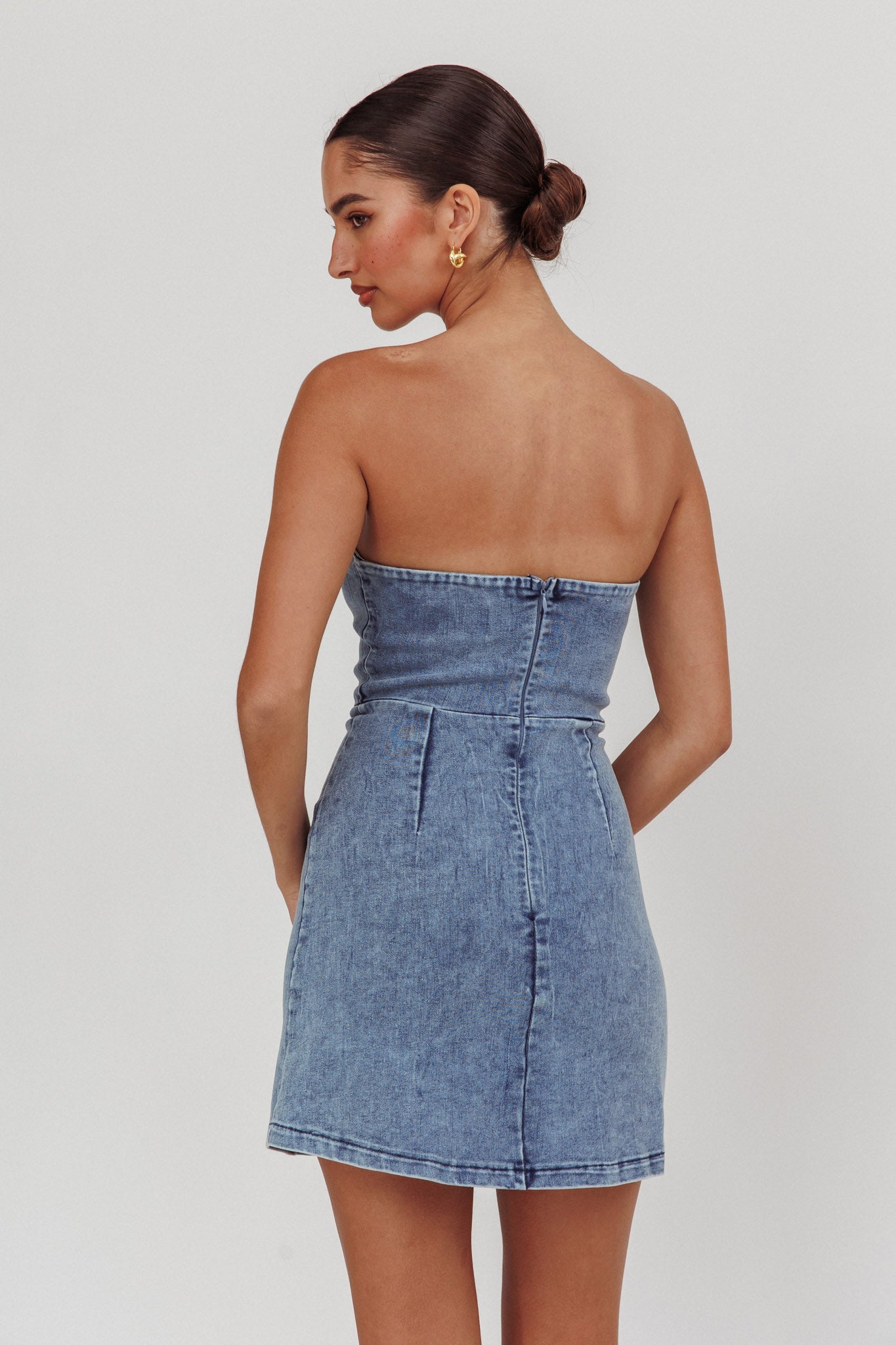 All For You Strapless Mini Dress Blue Denim Secondary image