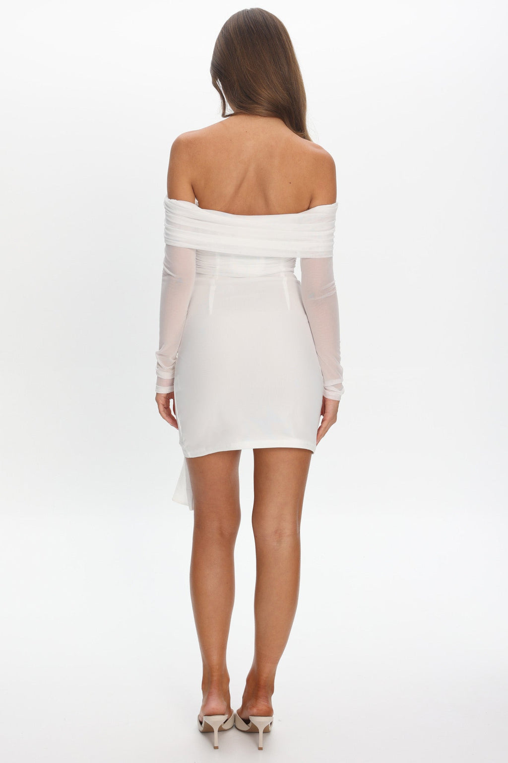 Dangerous Off Shoulder Waist Tie Mini Dress White