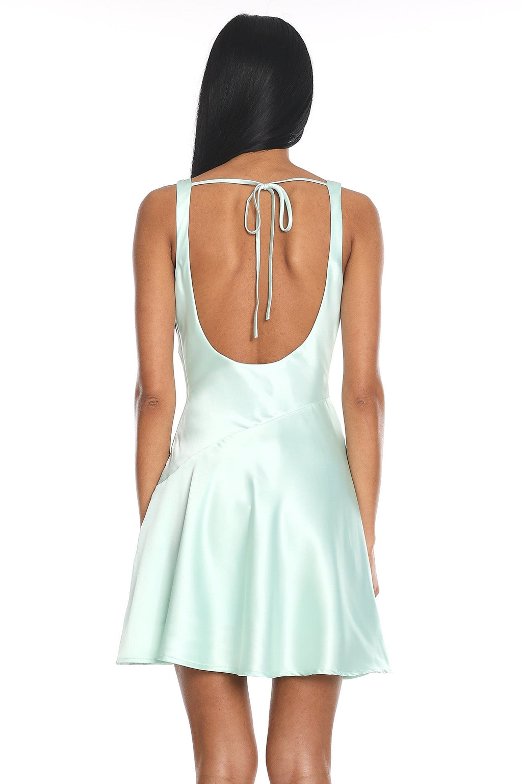 Brigid Cowl Neck Scoop Back Mini Dress Mint