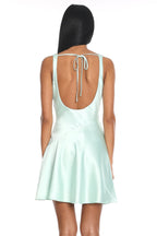 Brigid Cowl Neck Scoop Back Mini Dress Mint