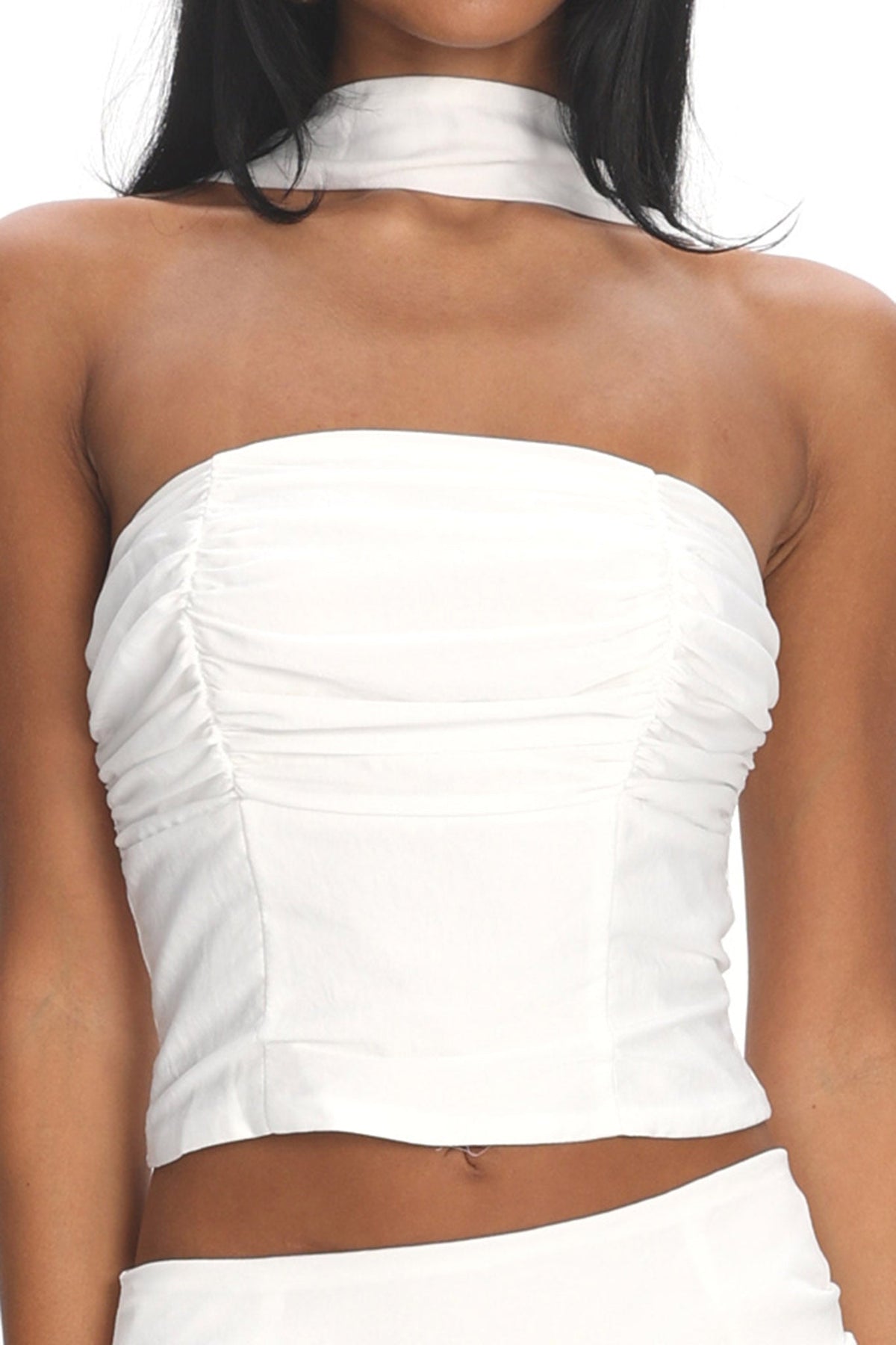 Charise Strapless Neck Tie Top Ivory