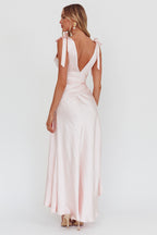 Aquila Tied Shoulder High-Low Hem Dress Blush