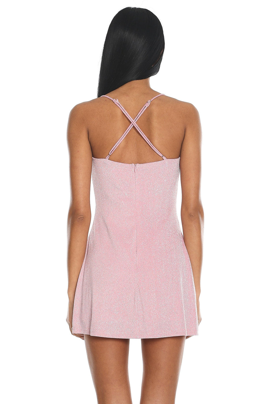 Addicted Glitter Rosette Mini Dress Baby Pink