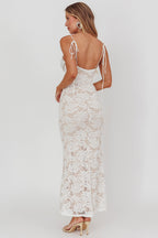 Melting Lace Maxi Dress White