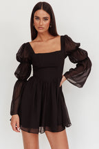 Miya Long Sleeve Mini Dress Black