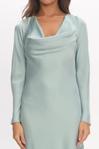 Cecilia Long Sleeve Drape Back Maxi Dress Sage