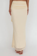 All The Lights Ruched Midi Skirt Cream