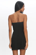 Viktoria Strapless Concertina Decoration Mini Dress Black