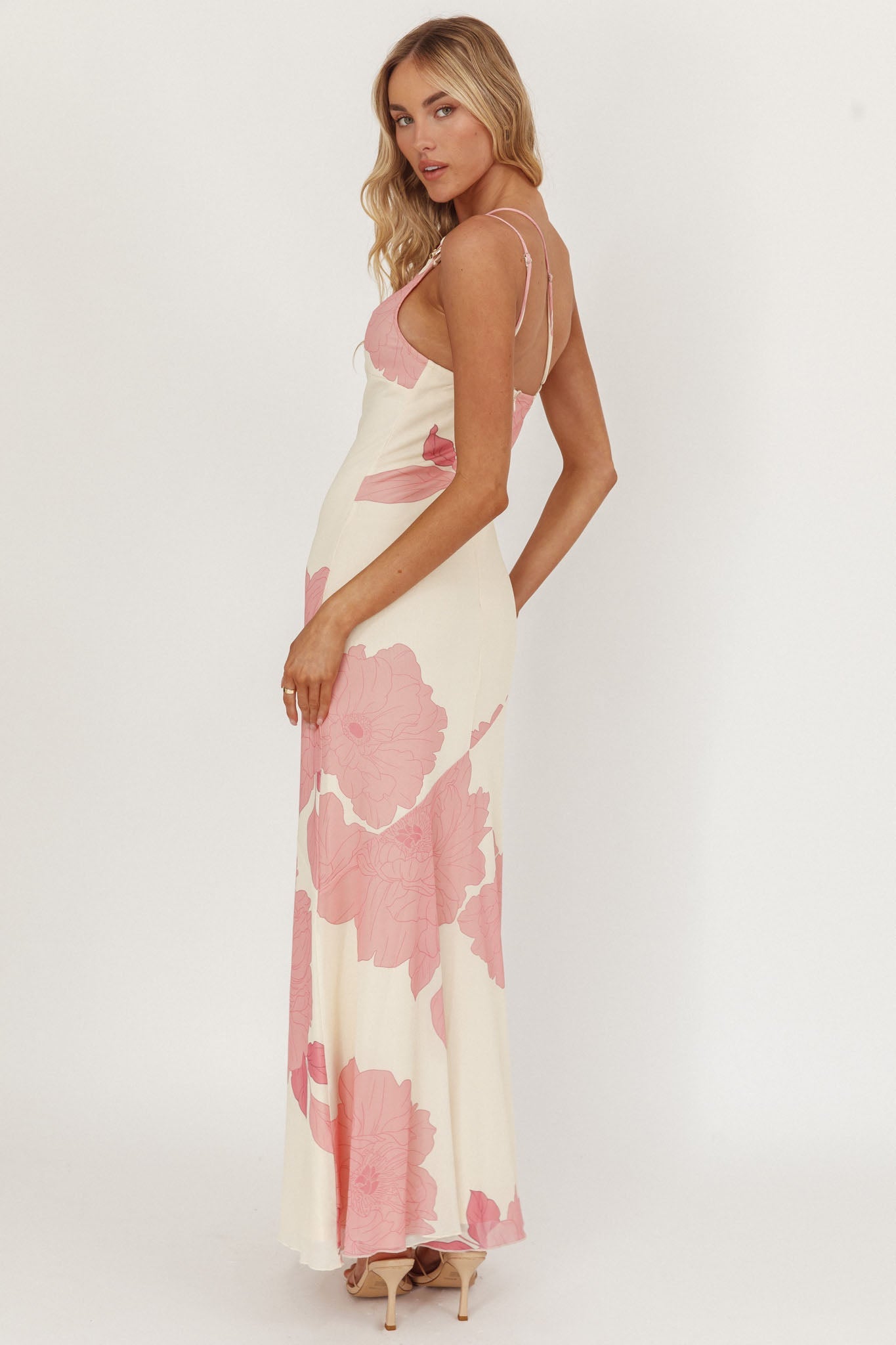 We Belong Together One-Shoulder Maxi Dress Floral Pink Secondary image