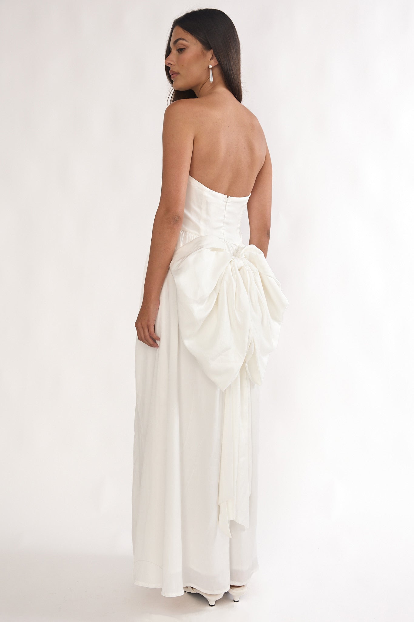 Adalynne Strapless Bow Back Maxi Dress White Secondary image