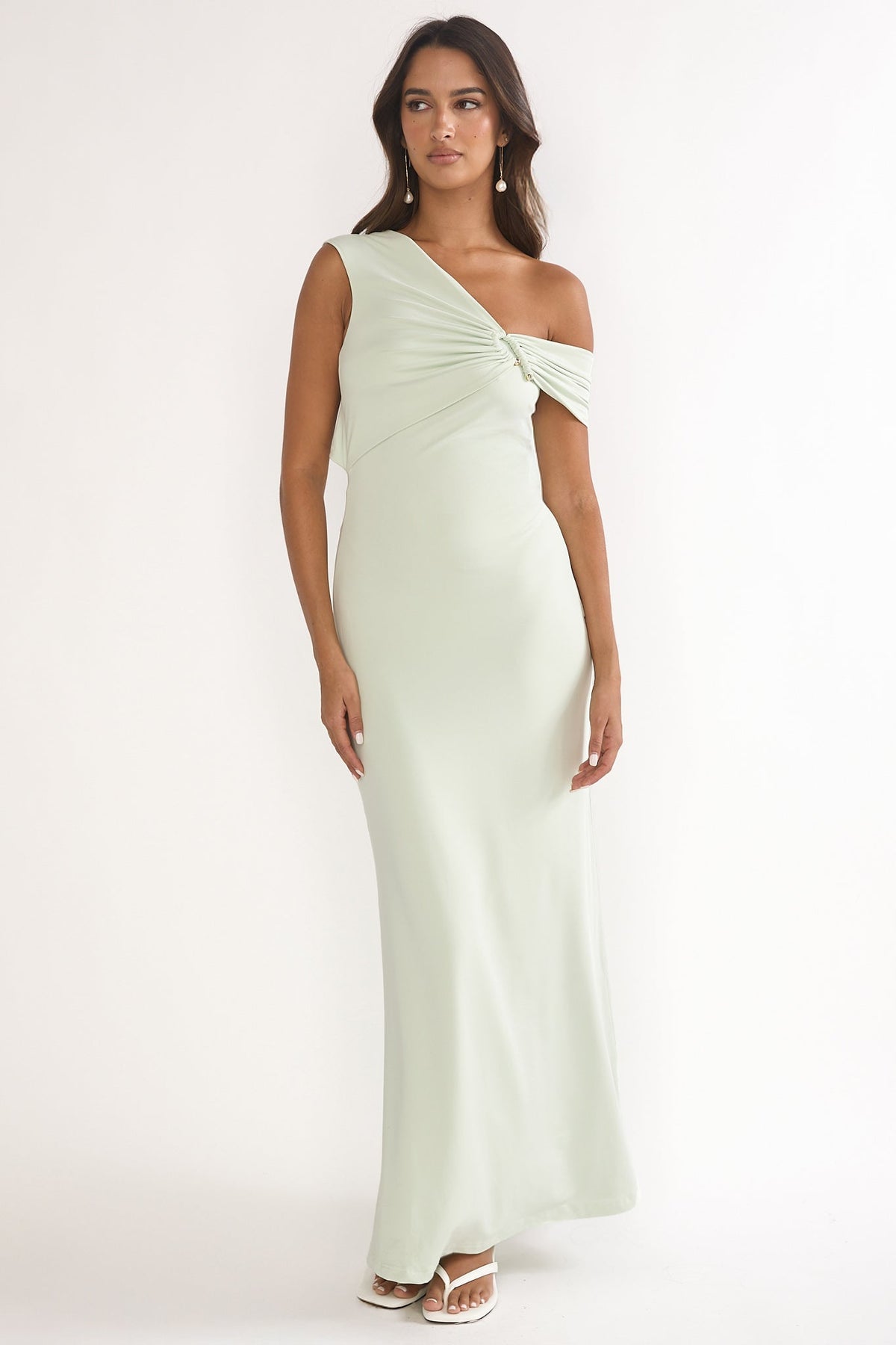Tilda Asymmetric Neckline Maxi Dress Sage Main image