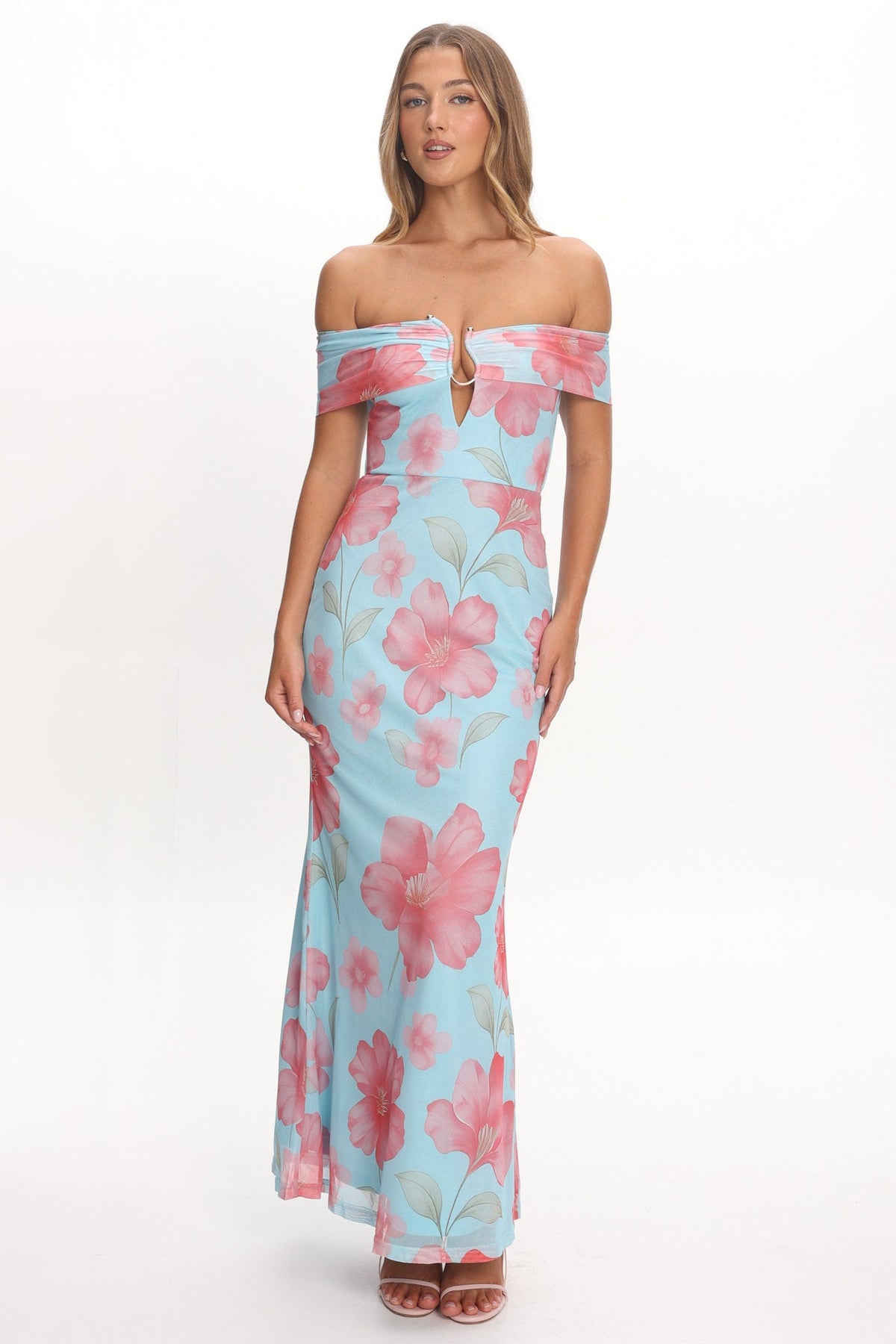 Tilda Off-Shoulder Maxi Dress Floral Blue Main image