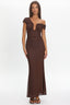 Raeva Ruched U-Neckline Maxi Dress Chocolate